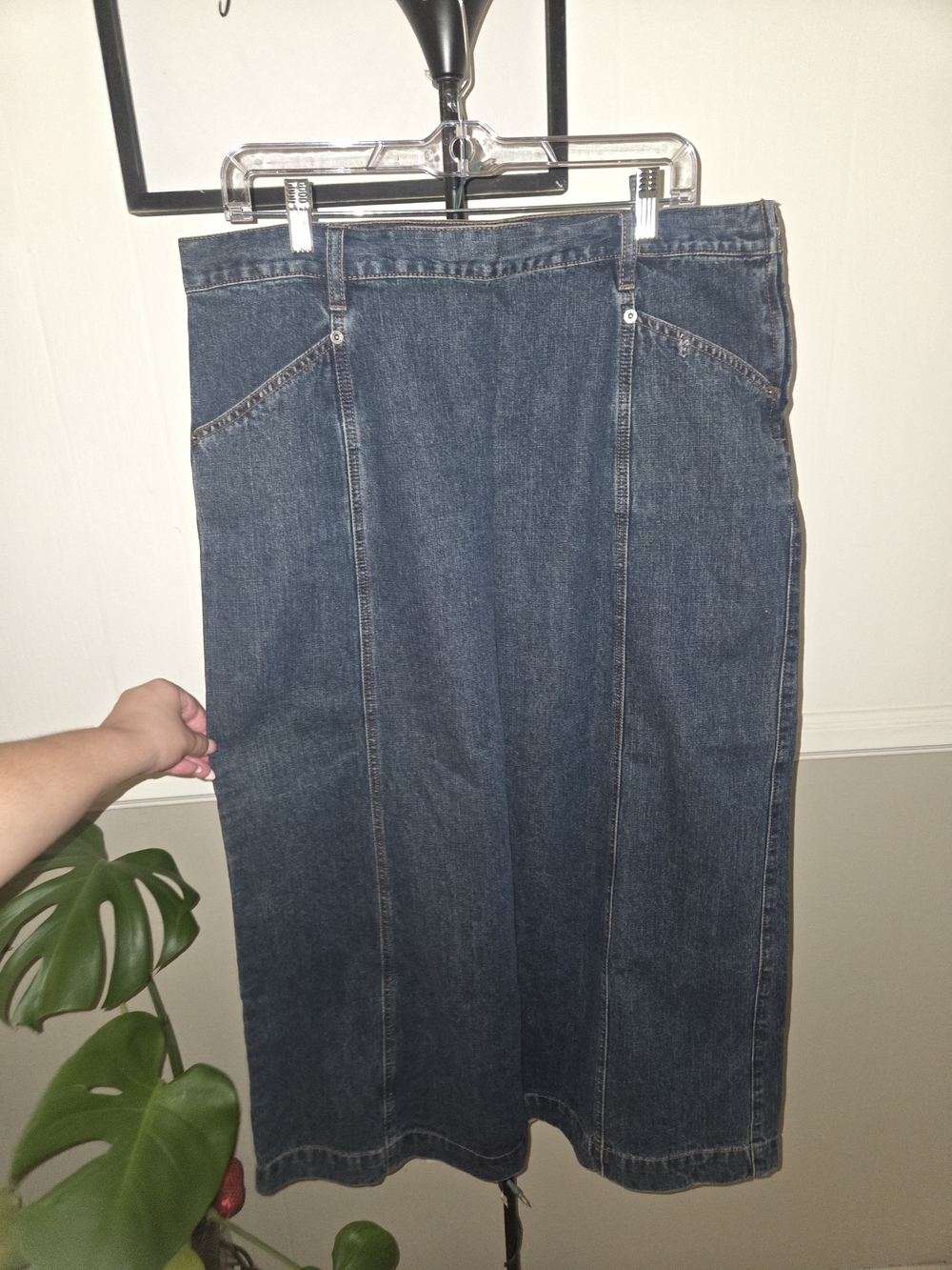 Dkny Dark Blue Straight Denim Skirt